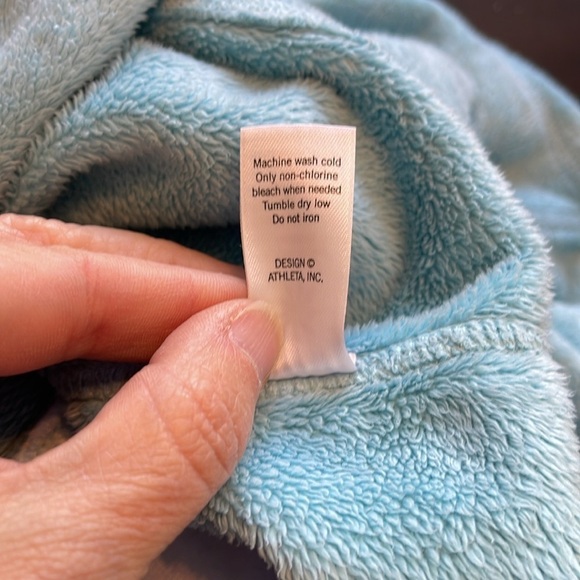 Athleta Teddy Bear Teal Sherpa Pullover 1/4 Zip Sweater Jacket Size M Fuzzy Warm - Picture 8 of 11